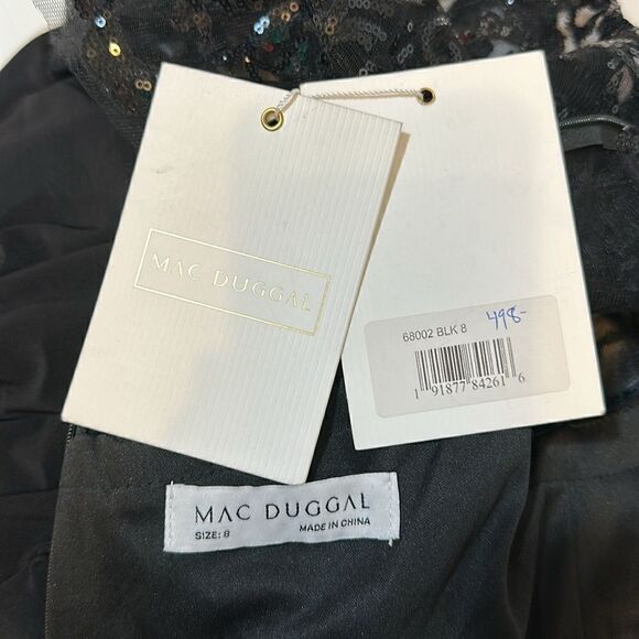 NEW Mac Duggal 68002 embellished butterfly sleeve black gown size 8 - Picture 10 of 12